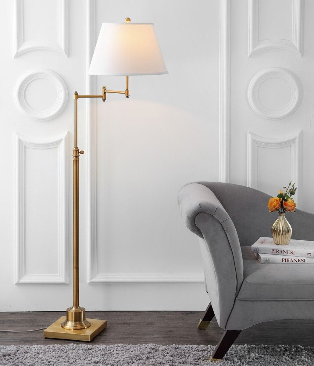 Safavieh Ingram 68.5 -Inch H Adjustable Swivel Floor Lamp - Gold | Floor Lamps | Modishstore