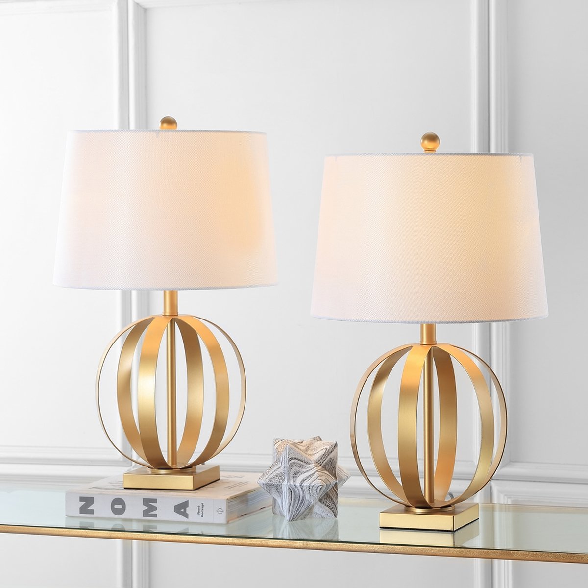 Safavieh Euginia 24.5-Inch H Sphere Table Lamp Set Of 2 - Gold | Table Lamps | Modishstore