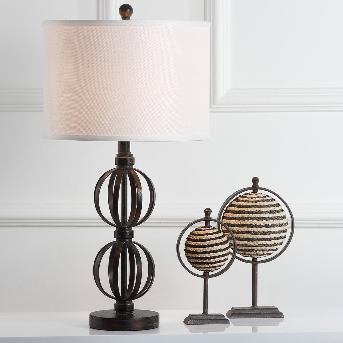 Safavieh Calista 27.75-Inch H Double Sphere Table Lamp Set Of 2 - Oil Rubbed Bronze (Black) | Table Lamps | Modishstore