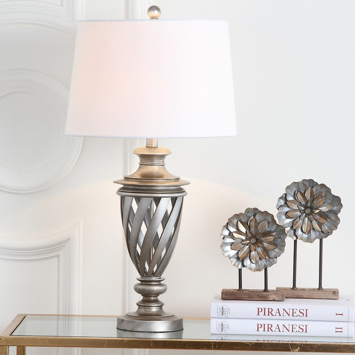 Safavieh Byron 28.5-Inch H Urn Table Lamp Set Of 2 - Antique Silver | Table Lamps | Modishstore