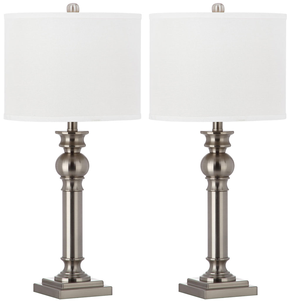 Safavieh Argos 28.25-Inch H Column Table Lamp Set Of 2 - Nickel | Table Lamps | Modishstore - 2