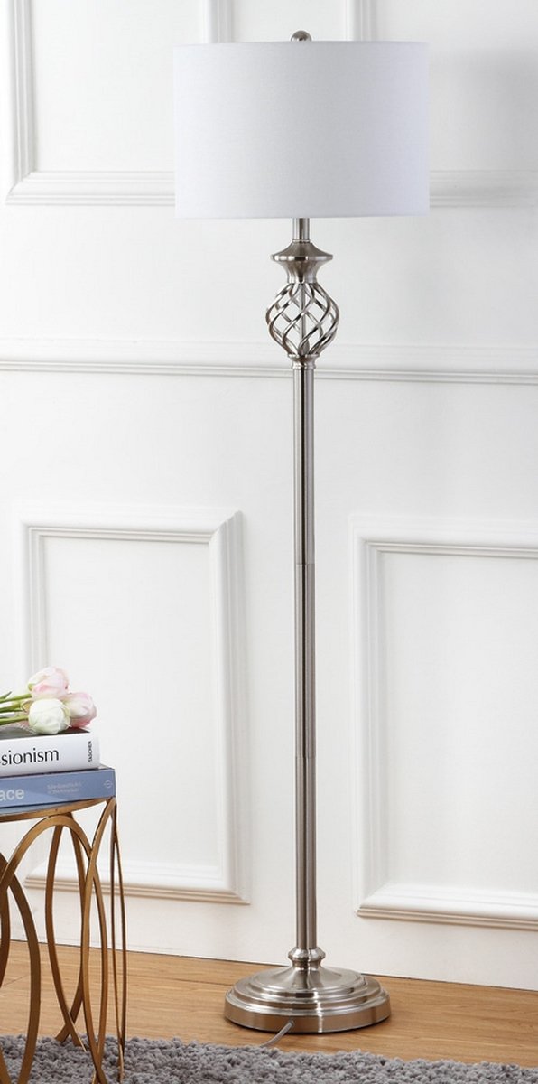 Safavieh Sophia 59.75-Inch H Floor Lamp - Nickel | Floor Lamps | Modishstore