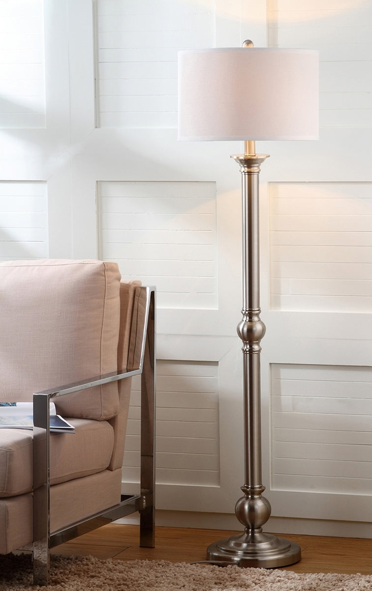 Safavieh Theo 60-Inch H Floor Lamp - Nickel | Floor Lamps | Modishstore