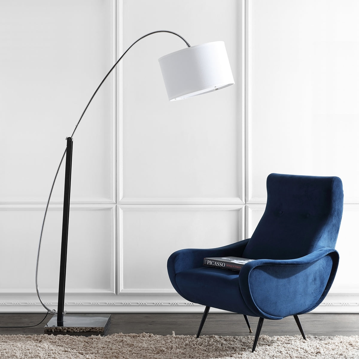 Safavieh Lyra 111 Inch H Adjustable Arc Floor Lamp - Chrome | Floor Lamps | Modishstore