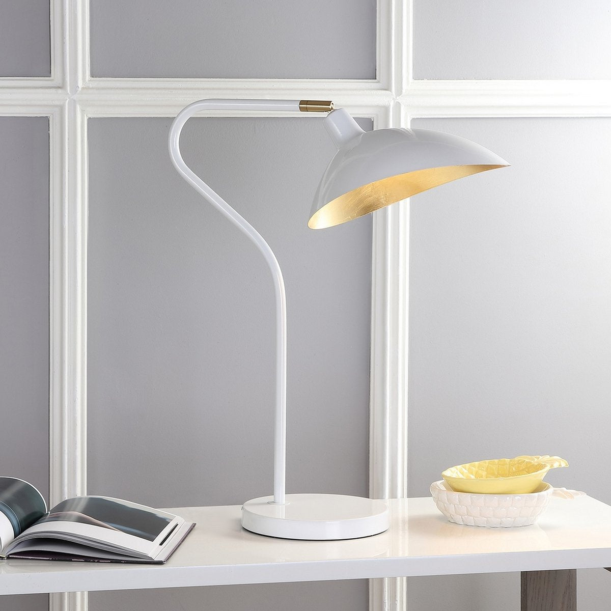 Safavieh Giselle 30-Inch H Adjustable Table Lamp - White | Table Lamps | Modishstore