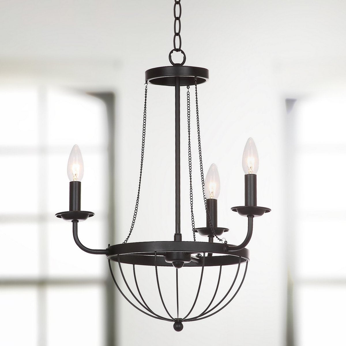 Safavieh Jacques 18-Inch Dia Adjustable Chandelier - Black | Chandeliers | Modishstore