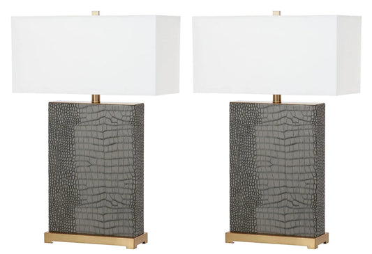 Safavieh Joyce 27.75-Inch H Faux Alligator Table Lamp Set Of 2 - Grey | Table Lamps | Modishstore