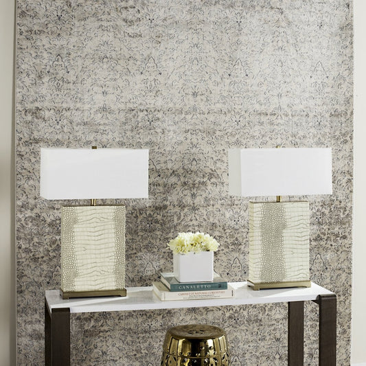 Safavieh Joyce 27.75-Inch H Faux Alligator Table Lamp Set Of 2 - Cream | Table Lamps | Modishstore