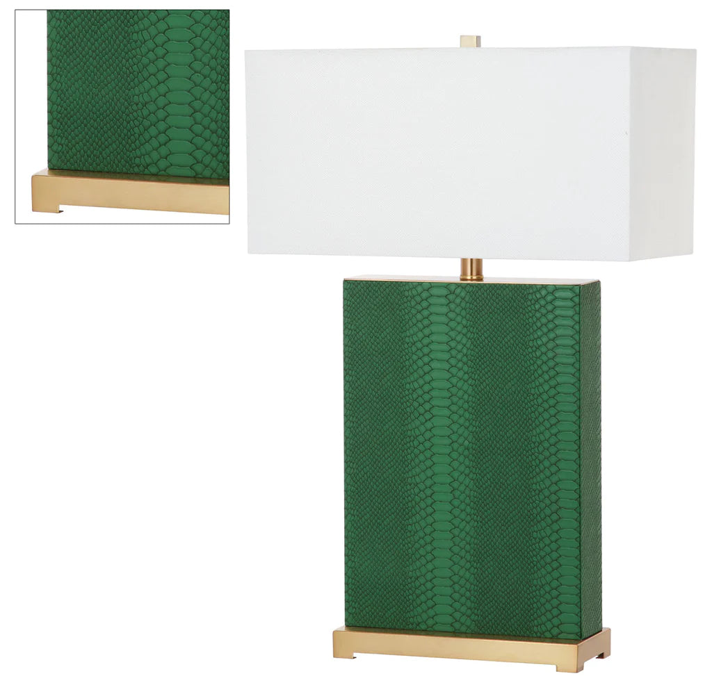 Safavieh Joyce 27.75-Inch H Faux Snakeskin Table Lamp Set Of 2 - Dark Green | Table Lamps | Modishstore - 4