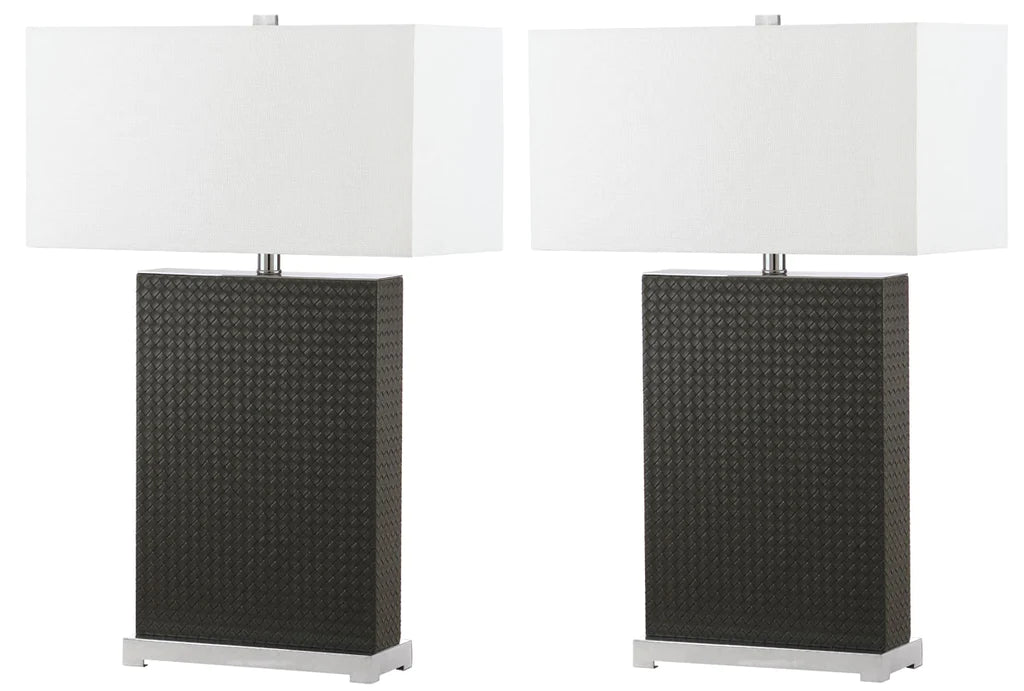 Safavieh Joyce 27.75-Inch H Faux Woven Leather Table Lamp Set Of 2 - Grey | Table Lamps | Modishstore