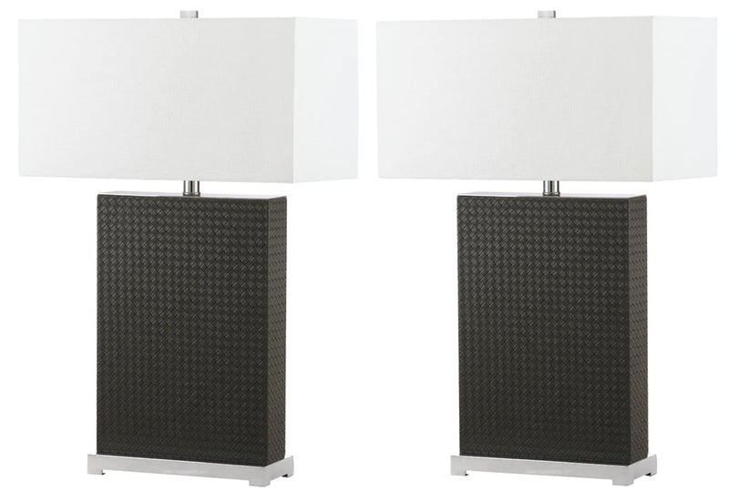 Safavieh Joyce 27.75-Inch H Faux Woven Leather Table Lamp Set Of 2 - Grey | Table Lamps | Modishstore