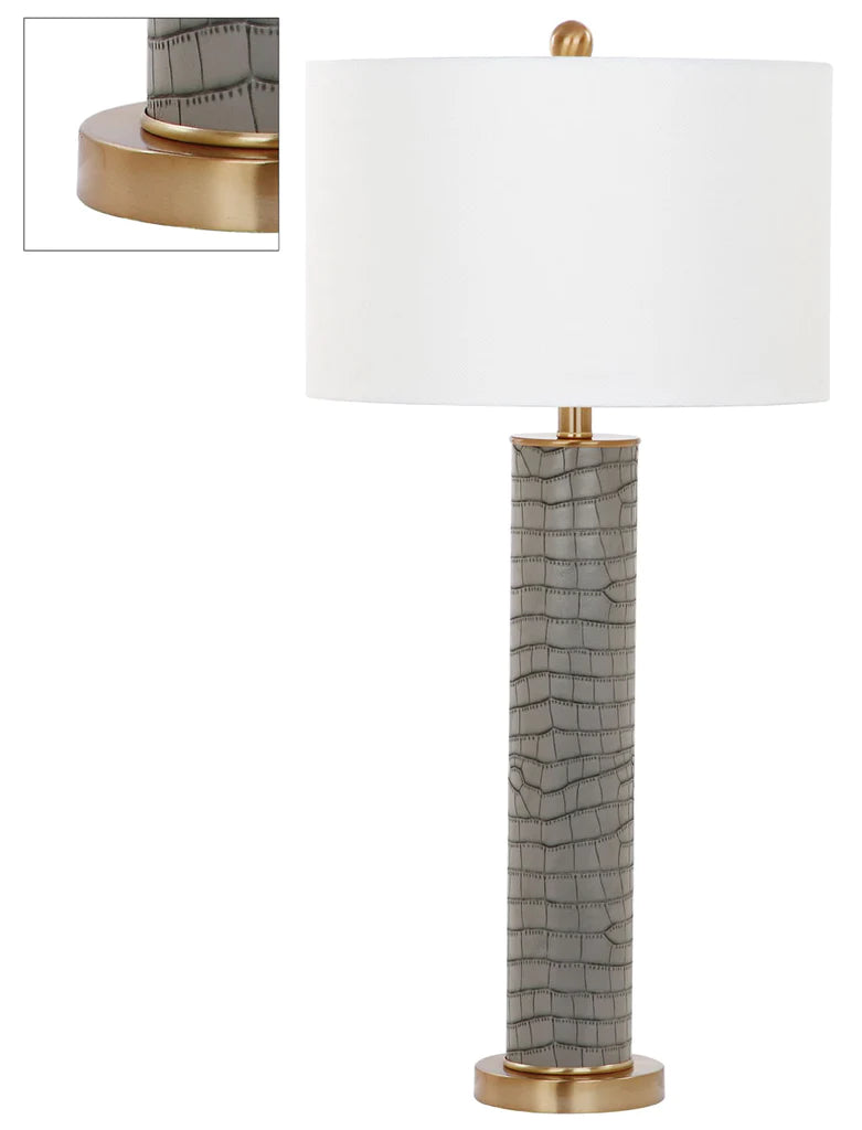 Safavieh Ollie 31.5-Inch H Faux Alligator Table Lamp Set Of 2 - Grey | Table Lamps | Modishstore - 4