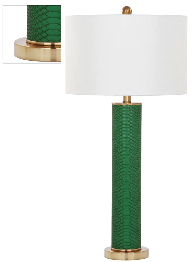 Safavieh Ollie 31.5-Inch H Faux Snakeskin Table Lamp Set Of 2 - Dark Green | Table Lamps | Modishstore - 3