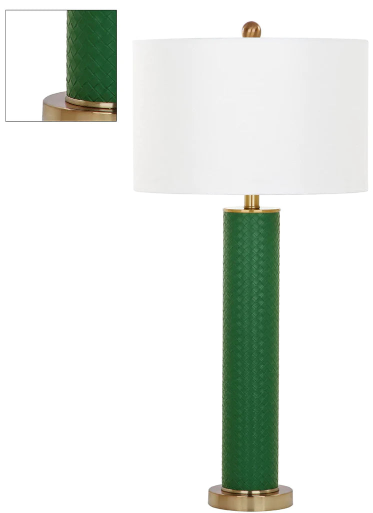 Safavieh Ollie 31.5-Inch H Faux Woven Leather Table Lamp Set Of 2 - Dark Green | Table Lamps | Modishstore - 3