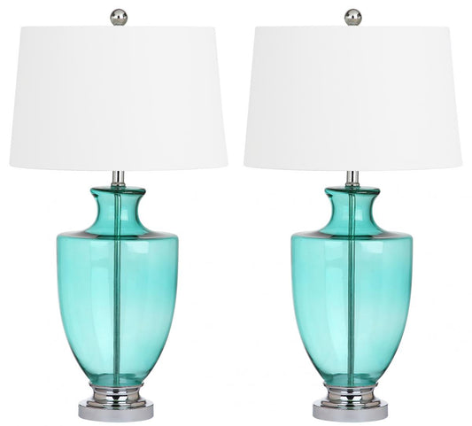 Safavieh Desiree 30-Inch H Glass Table Lamp Set Of 2 - Green | Table Lamps | Modishstore