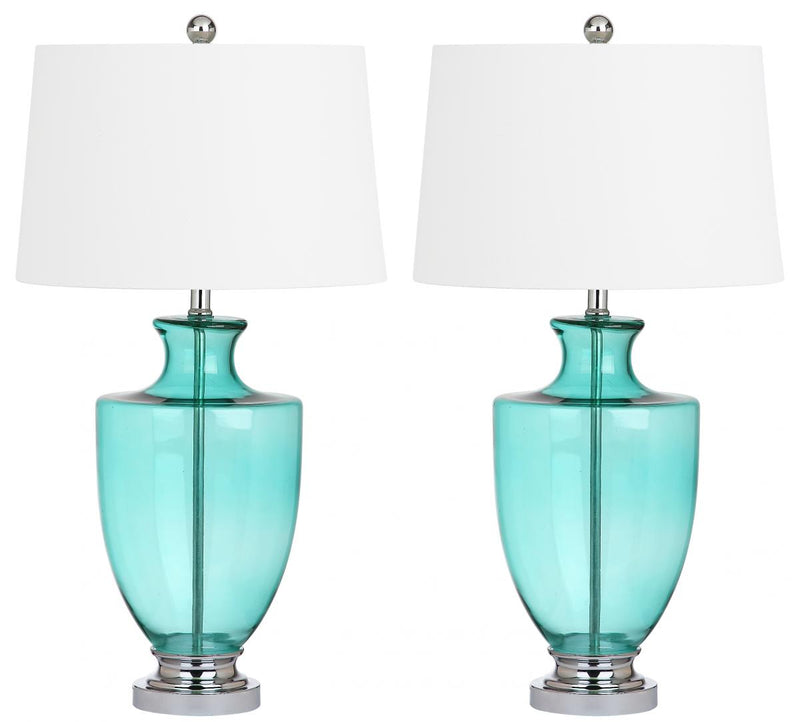 Safavieh Desiree 30-Inch H Glass Table Lamp Set Of 2 - Green | Table Lamps | Modishstore