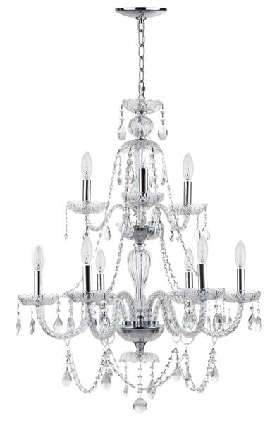 Safavieh Aura 9 Light 26-Inchdia Adjustable Beaded Chandelier - Chrome | Chandeliers | Modishstore - 2