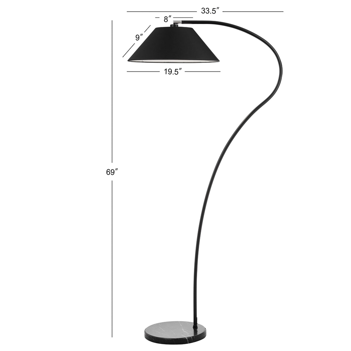 Safavieh Lumi Arc 69-Inch H Floor Lamp - Black | Floor Lamps | Modishstore - 3
