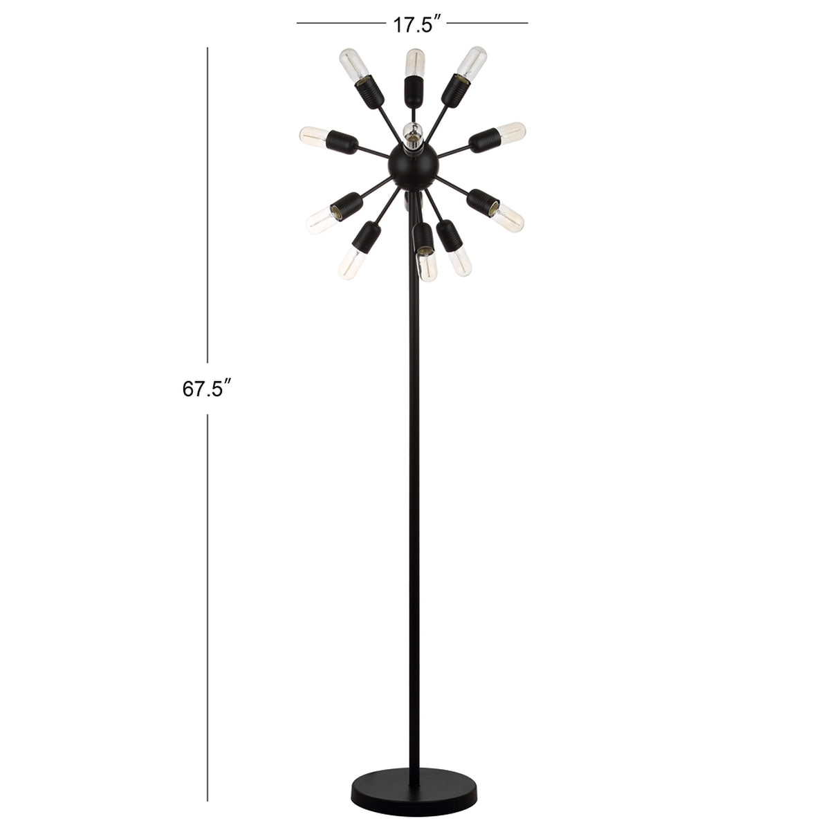 Safavieh Urban 12 Light 67.5-Inch H Retro Floor Lamp - Black | Floor Lamps | Modishstore - 2