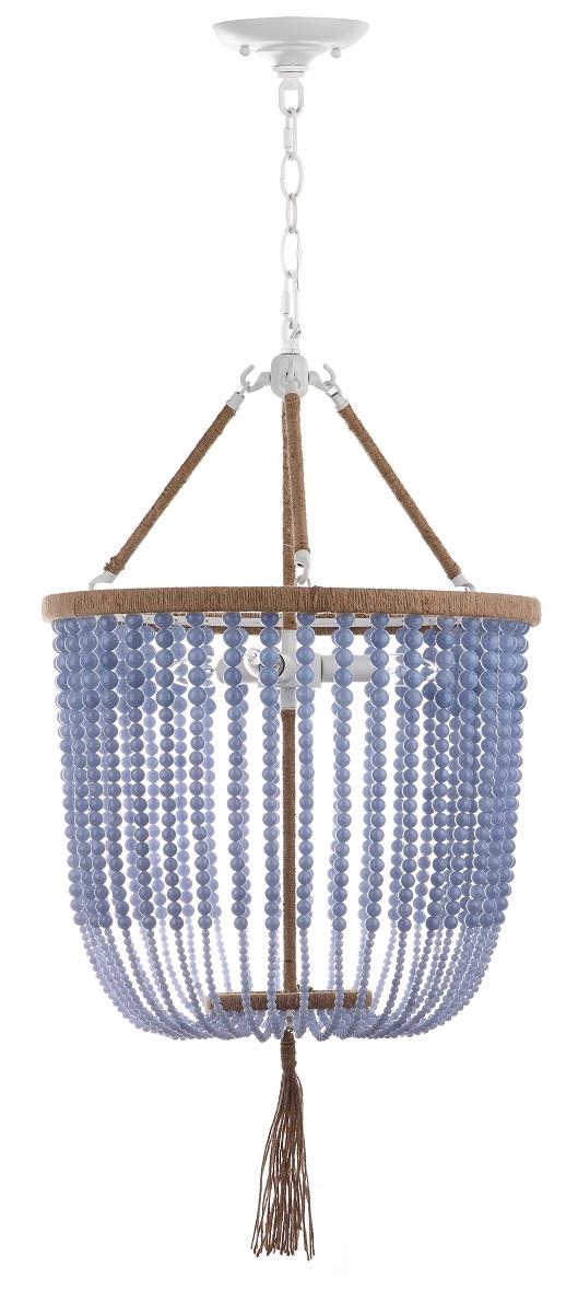 Safavieh Angie 3 Light Blue 18-Inch Dia Beaded Pendant - Blue | Pendant Lamps | Modishstore - 2