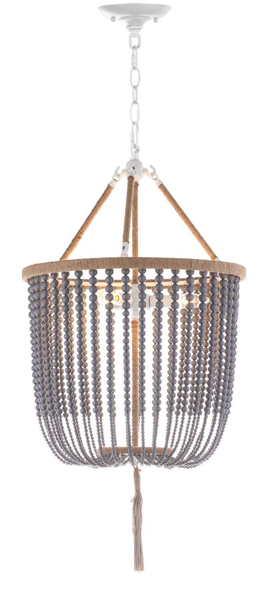 Safavieh Angie 3 Light Grey 18-Inch Dia Beaded Pendant - Grey | Pendant Lamps | Modishstore