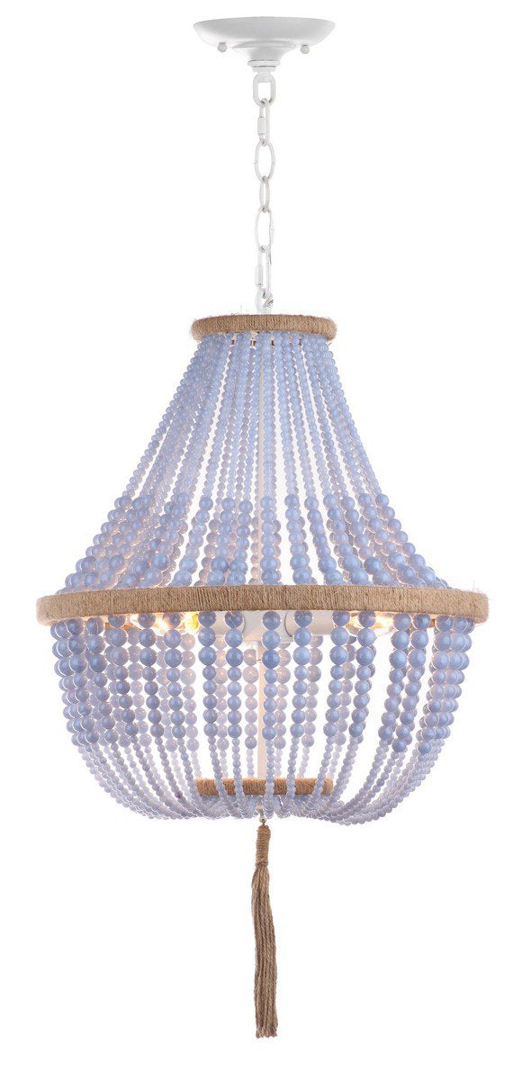 Safavieh Lush Kristi 3 Light 16.5-Inch Dia Blue Beaded Pendant - Blue | Pendant Lamps | Modishstore - 3