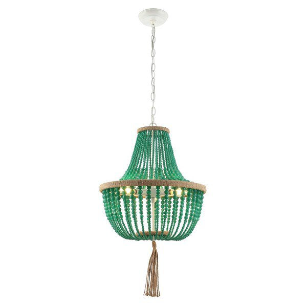 Safavieh Lush Kristi 3 Light 16.5 Inch Dia Emerald Beaded Pendant - Emerald | Pendant Lamps | Modishstore - 2