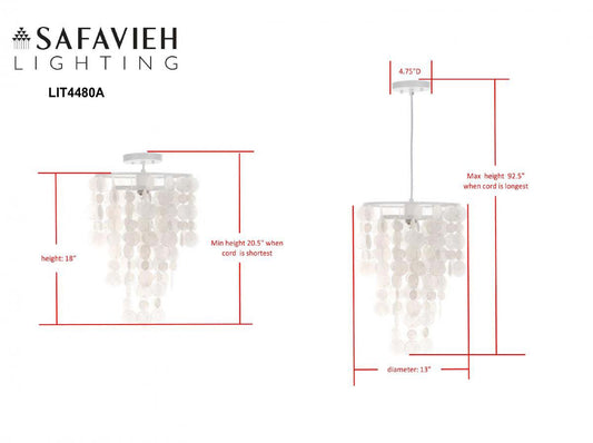 Safavieh Pearl Capiz 1 Light 13-Inch Dia Pendant - White | Pendant Lamps | Modishstore