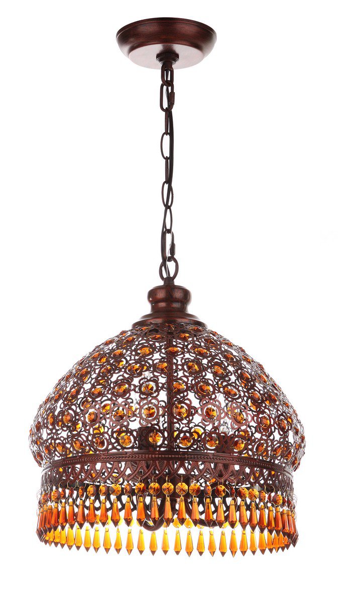 Safavieh Sultan Jeweled 3 Light Bronze 13.5-Inch Dia Pendant - Dark Bronze | Pendant Lamps | Modishstore - 2