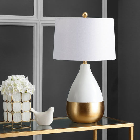 Safavieh Kingship 24-Inch H White And Gold Table Lamp Set Of 2 - White | Table Lamps | Modishstore
