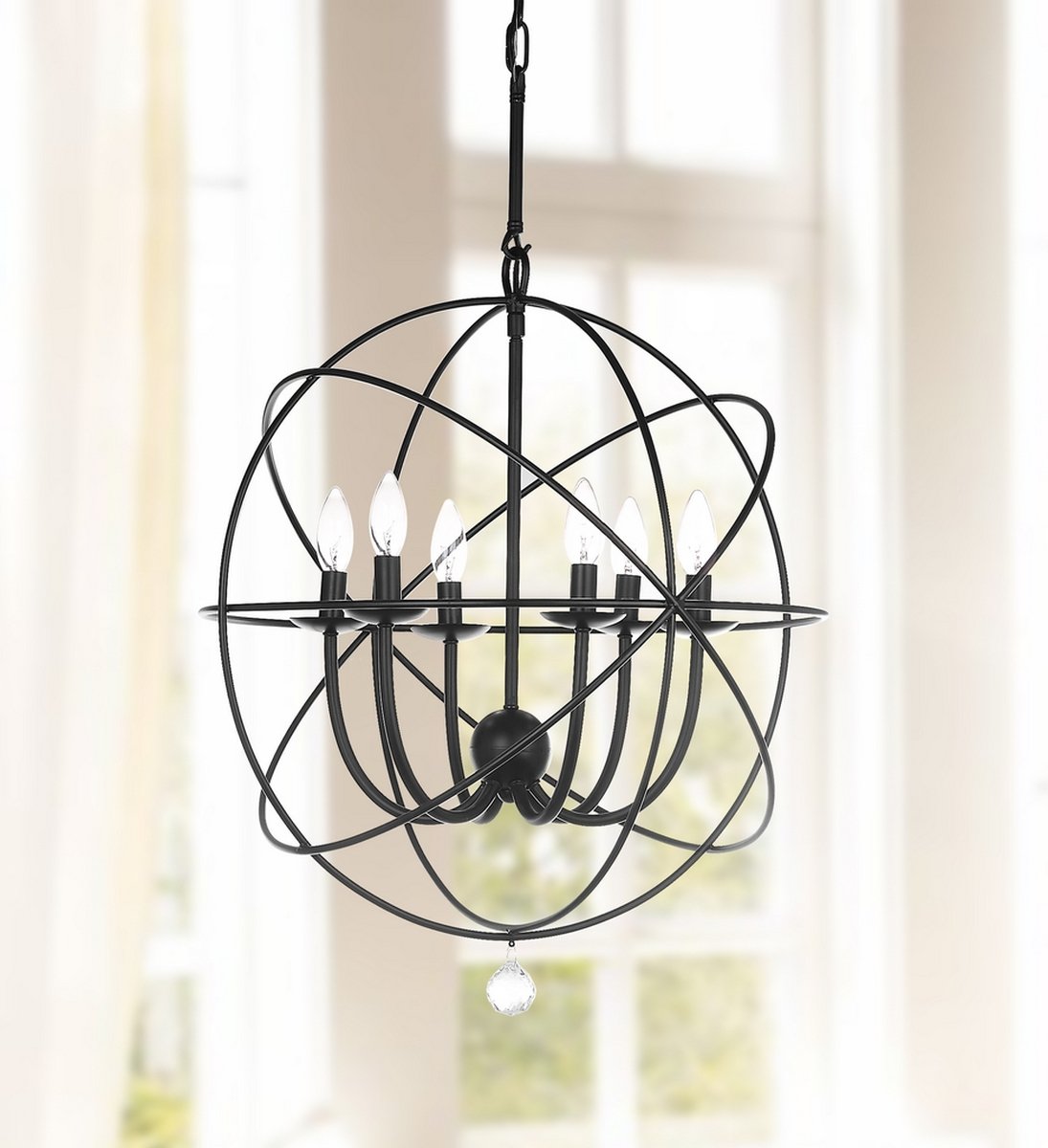 Safavieh Evie 22 Inch-Dia Adjustable Chandelier - Black | Chandeliers | Modishstore
