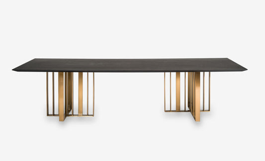Modrest Livia - Modern Wenge & Gold Stainless Steel Dining Table | Modishstore | Dining Tables