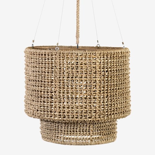 24" Sultan Woven Rope Chandelier, Natural - Small by Jeffan | Chandeliers | Modishstore