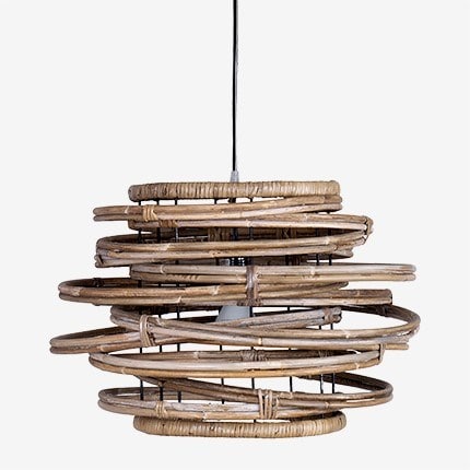 Oceola Drum Rattan Pendant -M-Kuboo Grey by Jeffan | Pendant Lamps | Modishstore - 4