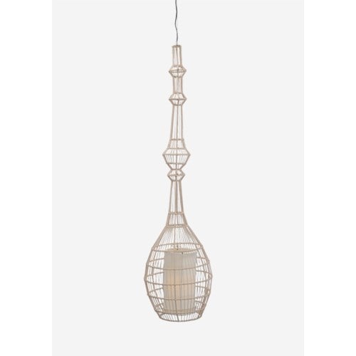 Silhoutte Leather/Iron Pendant Wide A-Cream by Jeffan | Pendant Lamps | Modishstore