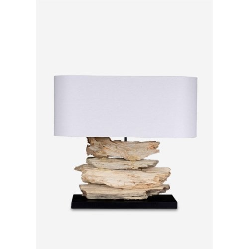 Alder Recycled Teak Table Lamp With Oval Shade by Jeffan | Table Lamps | Modishstore - 5