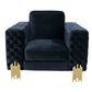 Divani Casa Lori - Modern Velvet Glam Black & Gold Chair | Armchairs | Modishstore