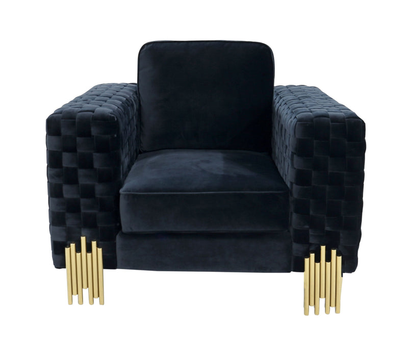 Divani Casa Lori - Modern Velvet Glam Black & Gold Chair | Armchairs | Modishstore