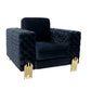 Divani Casa Lori - Modern Velvet Glam Black & Gold Chair | Armchairs | Modishstore - 2