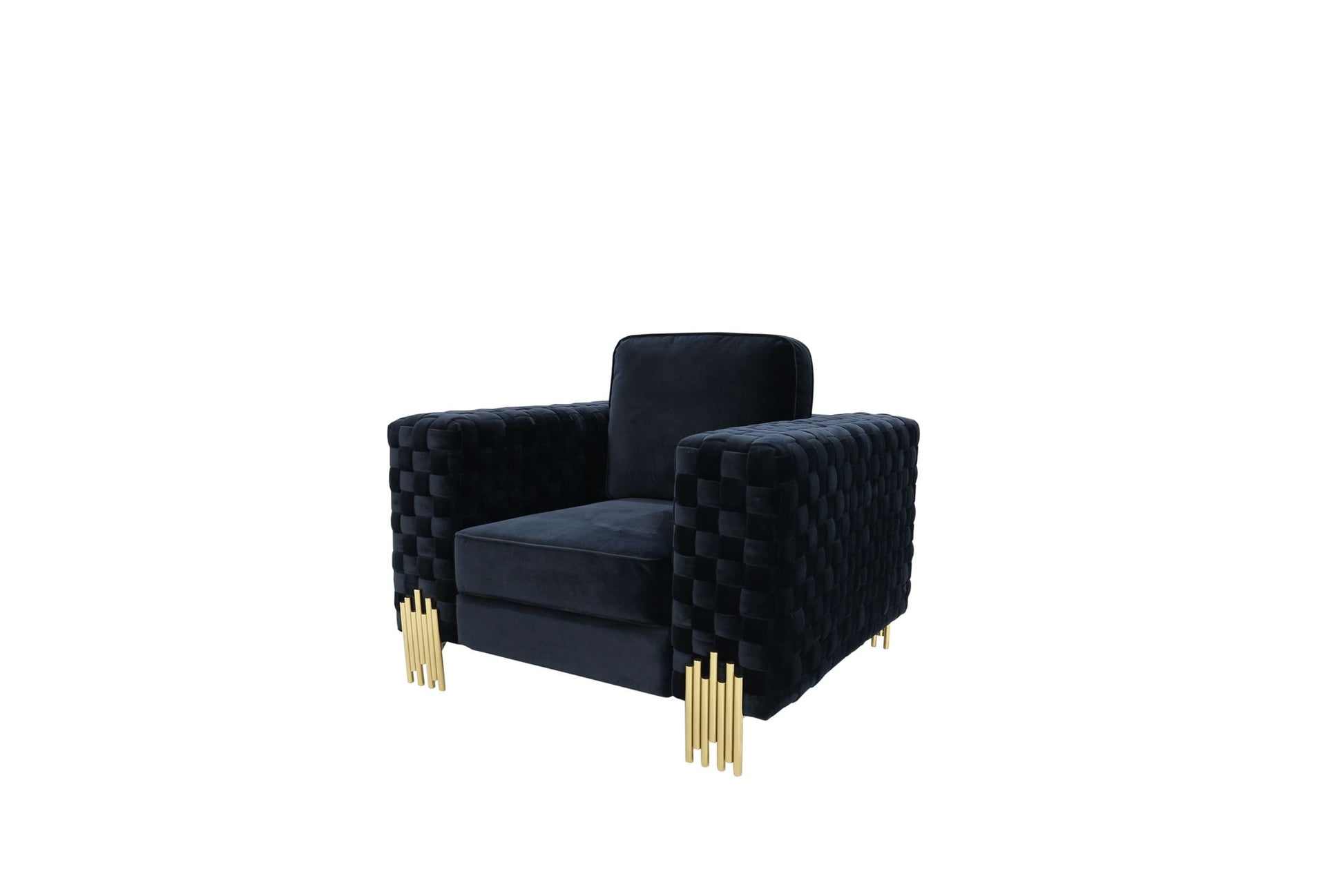 Divani Casa Lori - Modern Velvet Glam Black & Gold Chair | Armchairs | Modishstore - 3