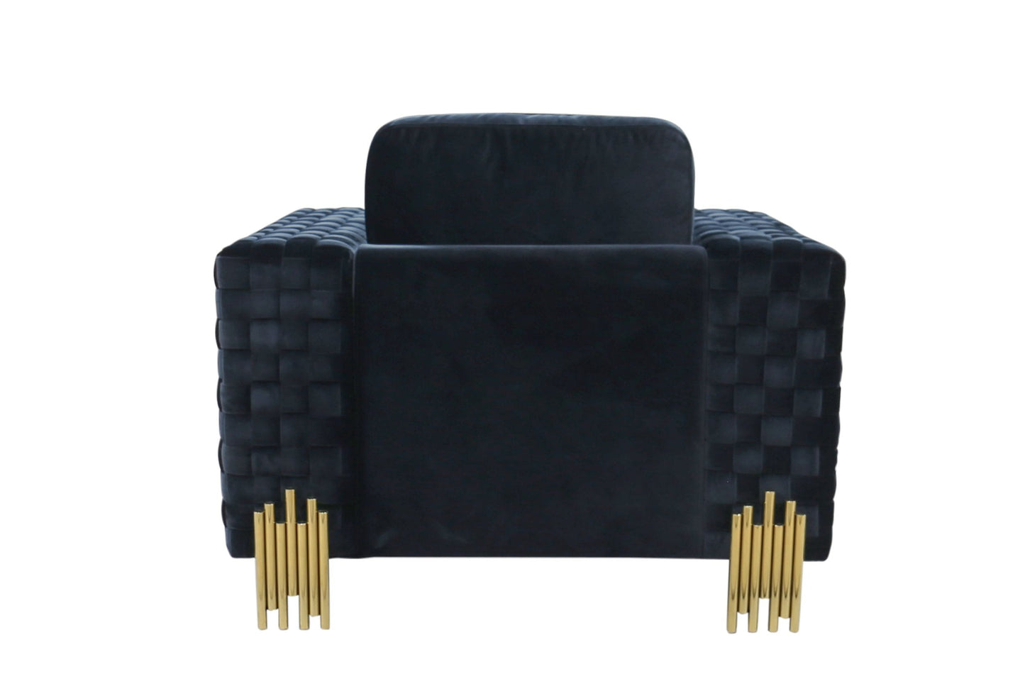 Divani Casa Lori - Modern Velvet Glam Black & Gold Chair | Armchairs | Modishstore - 4