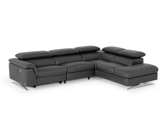 Divani Casa Maine - Modern Grey Eco-Leather Sofa with Electric Recliner | Modishstore | Sofas