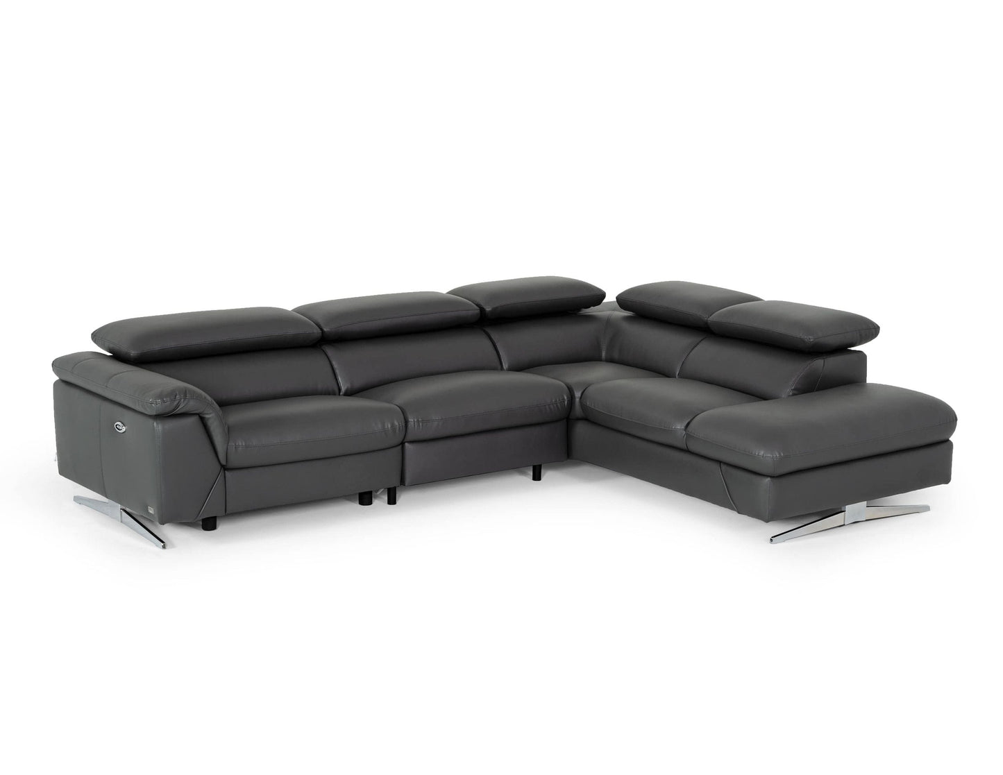 Divani Casa Maine - Modern Grey Eco-Leather Sofa with Electric Recliner-3