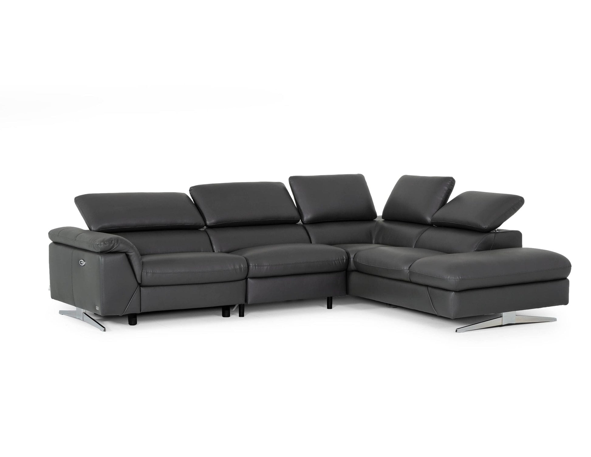 Divani Casa Maine - Modern Grey Eco-Leather Sofa with Electric Recliner-2