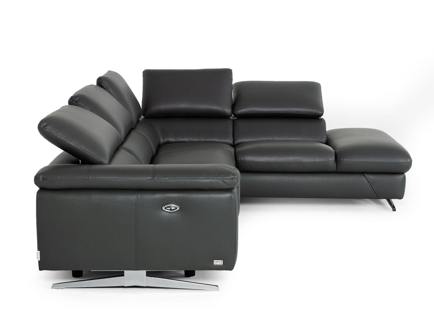 Divani Casa Maine - Modern Grey Eco-Leather Sofa with Electric Recliner-4