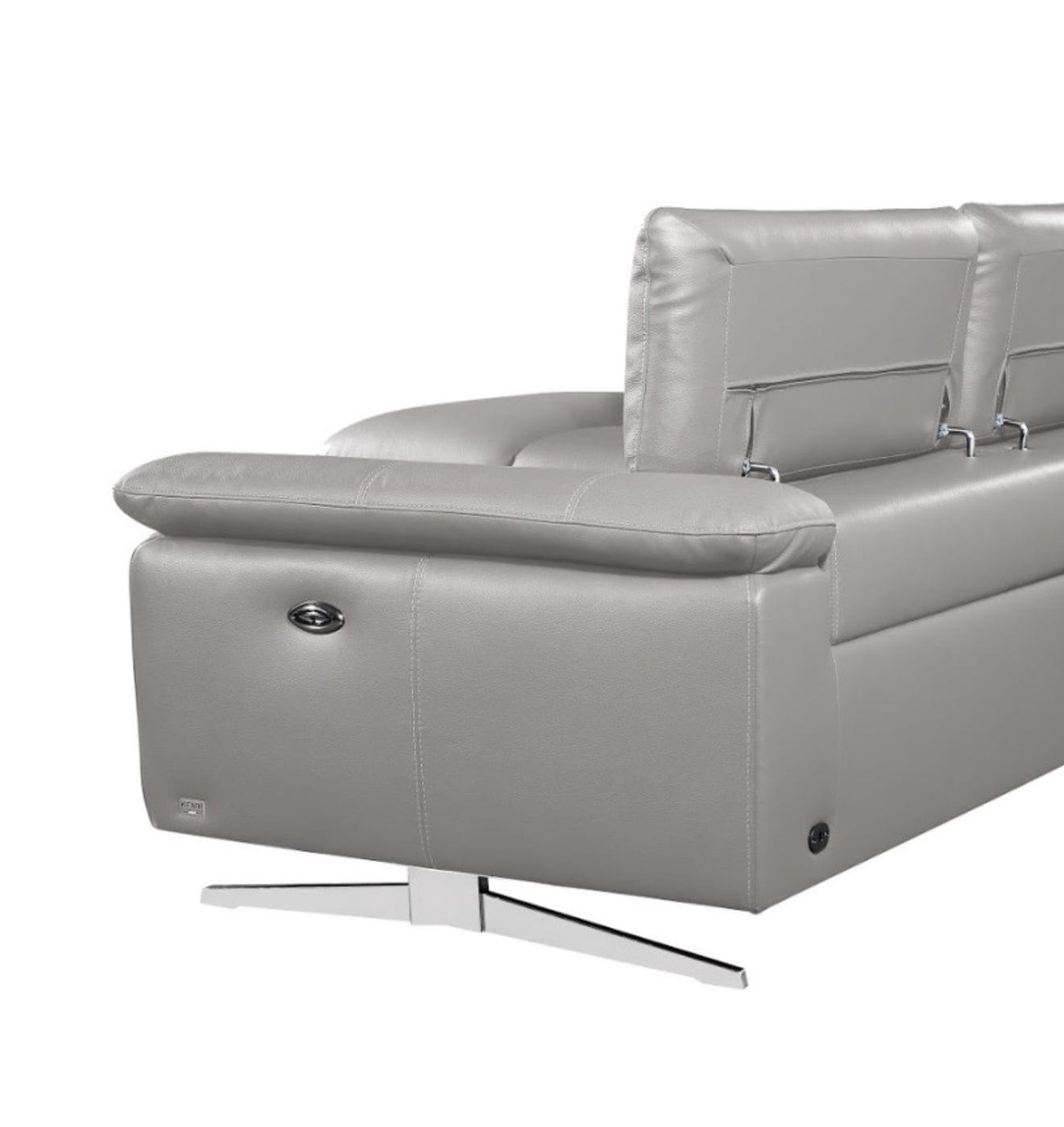 Divani Casa Maine - Modern Medium Grey Eco-Leather RAF Chaise Sectional Sofa w/ Recliner-4