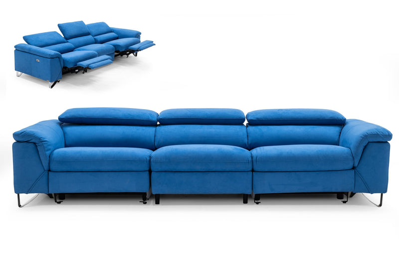 Divani Casa Maine - Modern Light Grey Fabric Sofa w/ Electric Recliners | Modishstore | Sofas