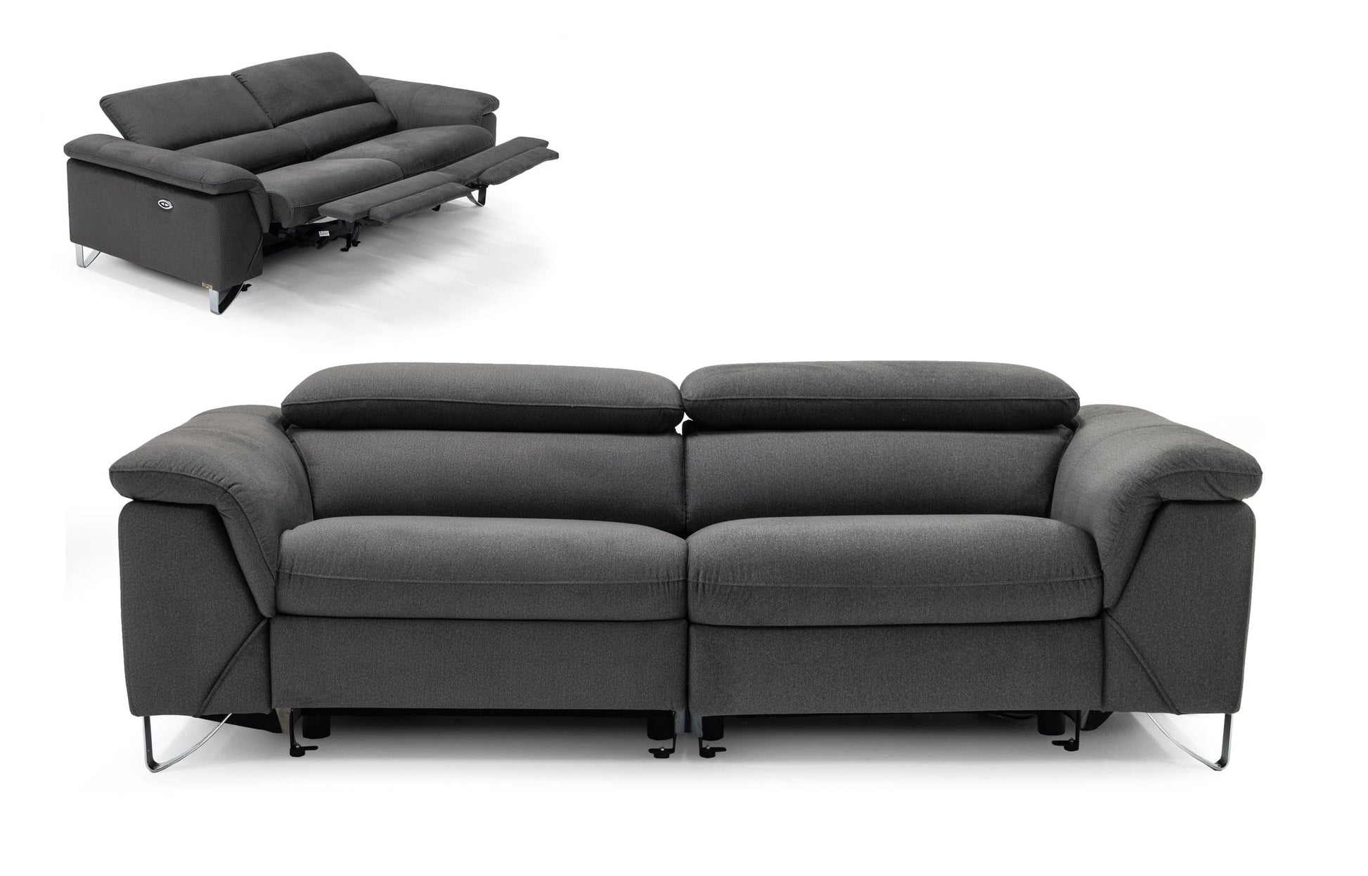 Divani Casa Maine - Modern Dark Grey Fabric Sofa w/ Electric Recliners | Sofas |   Modishstore 