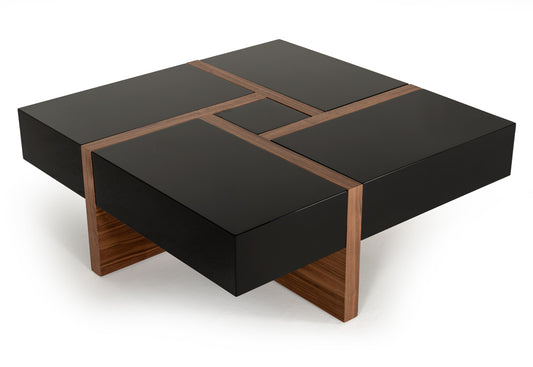Modrest Makai Modern Black & Walnut Coffee Table | Coffee Tables | Modishstore