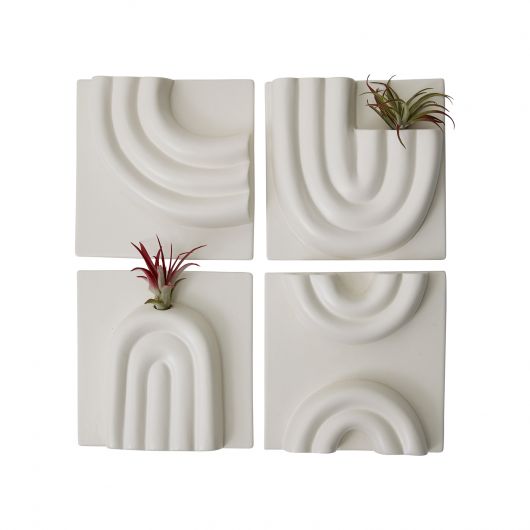 Mara White Glaze Wall Planter Set Of 4 By Accent Decor | Planters, Troughs & Cachepots | Modishstore - 2